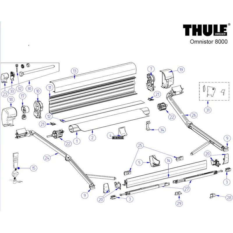 Meuble à bras central verrouillable THULE V2 -...
