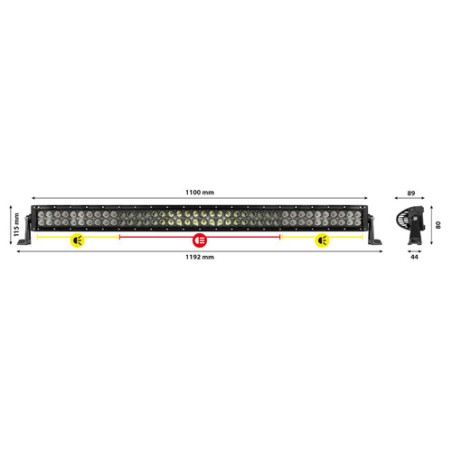 Barre LED PILOT 80 avec structure en aluminium courbé, 12/24V - 110 cm
