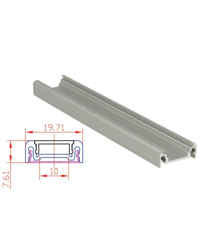 Profil de barre LED plat en aluminium anodisé x...