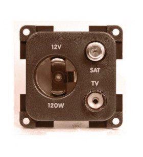 Presa 12V auto + TV + SAT CBE MP12ATVS/M marrone