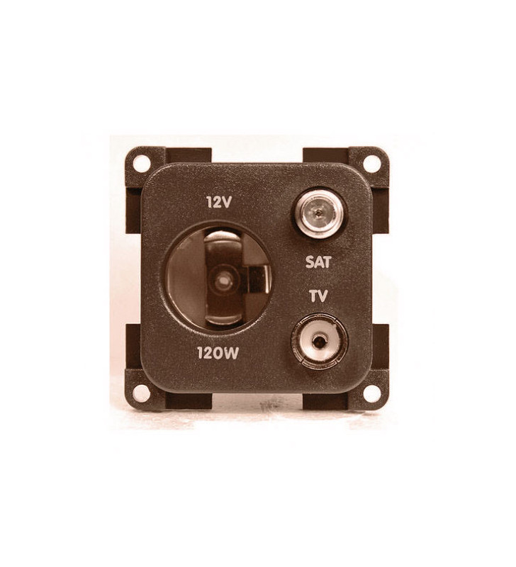 Presa 12V auto + TV + SAT CBE MP12ATVS/M marrone
