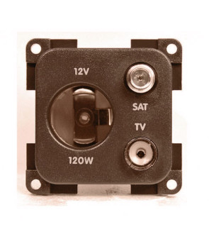 12V car socket + TV + SAT CBE MP12ATVS / M brown